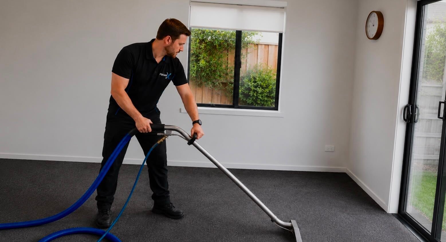 FocusX technician steam cleaning the carpet of a Melbourne home